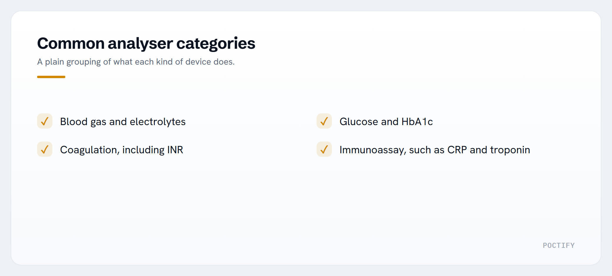 Common analyser categories